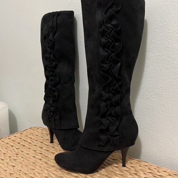 Fergalicious Shoes - FERGALICIOUS Faux Suede Tall Shaft Ruffled Boot